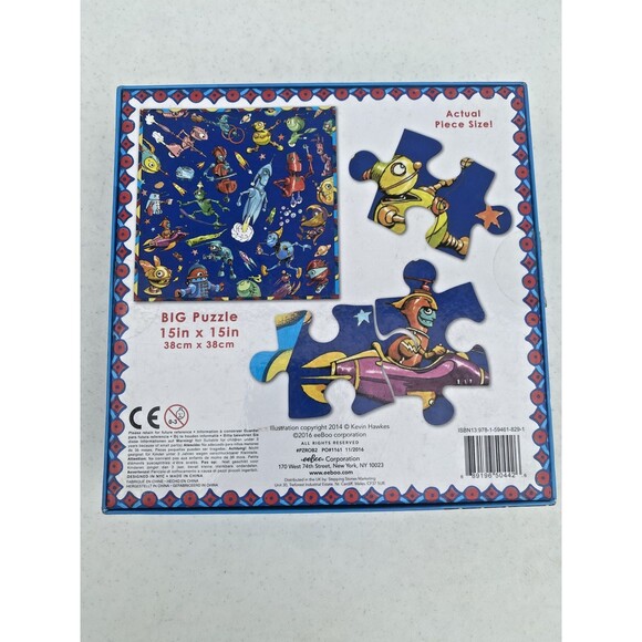 eeBoo Kids Robot Space Jigsaw 64 Piece Puzzle Ages 5+ Best Toy Award 15" x 15" - Picture 10 of 11